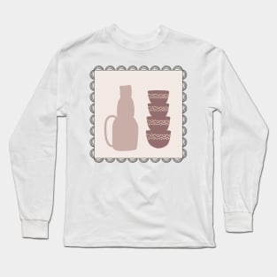 Simple Minimal Nude Pots Boho Frame design Long Sleeve T-Shirt